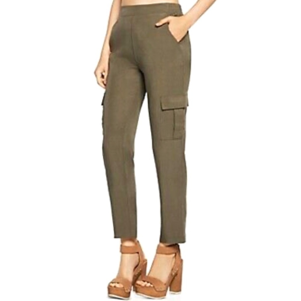 BCBGeneration Tapered Cargo Crop Pants Olive LG NEW